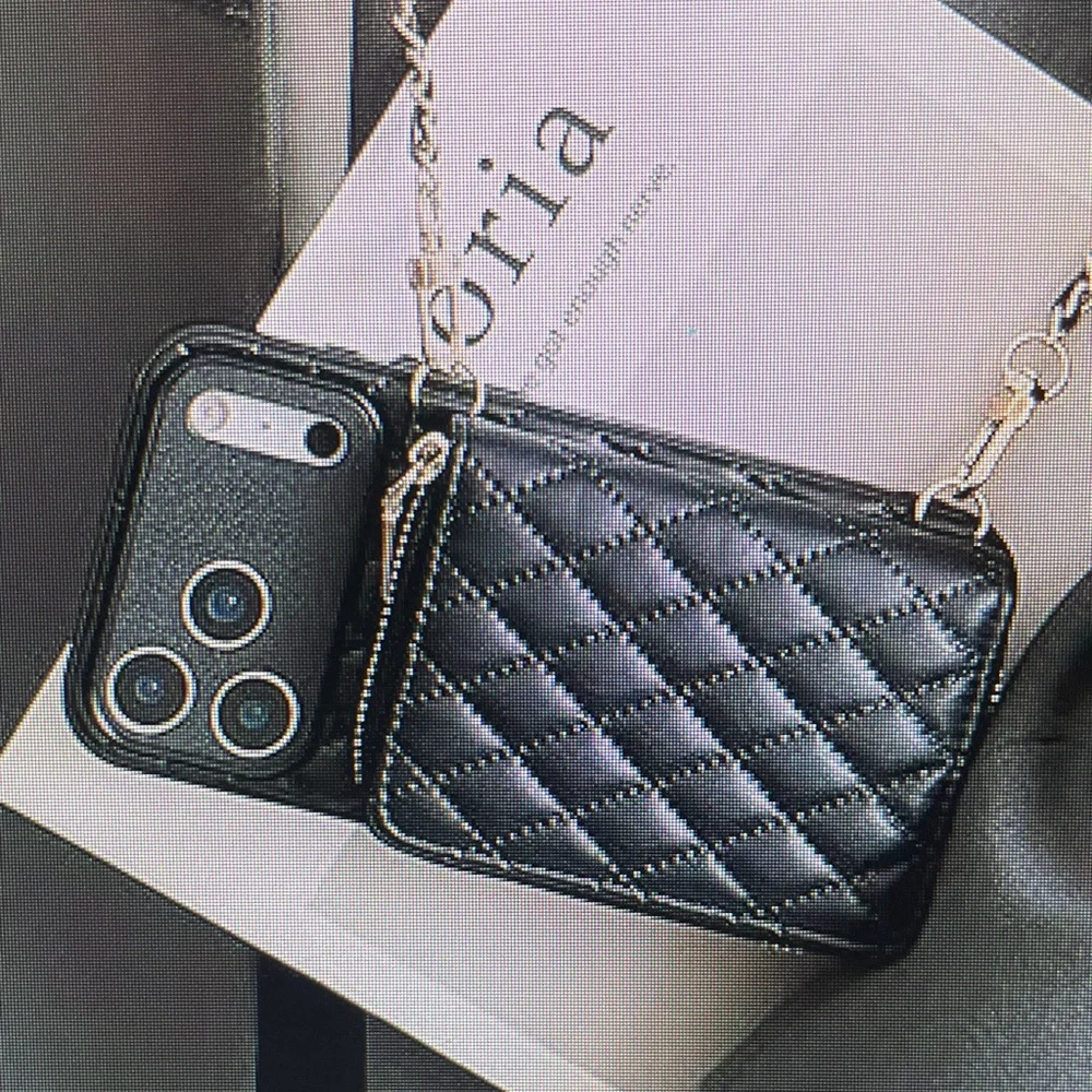 Quilted Black iPhone 17 Pro Case • Gold Chain Crossbody • Faux Leather • NWT
